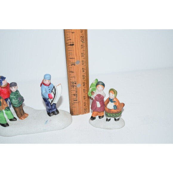 Lemax Dickensvale Porcelain Sledding Party Christmas Village Figures Tree - Picture 3 of 9